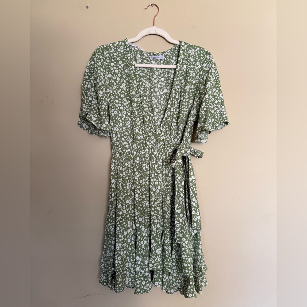 Ghanda Green Floral Mini Dress
